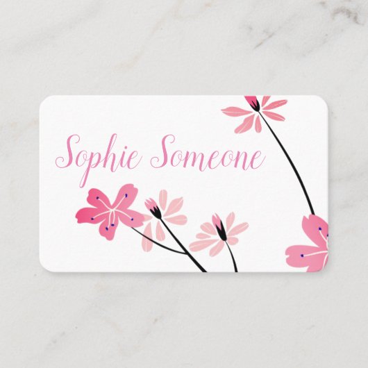 ピンクのパステルフラワーズ 名刺 (正面)