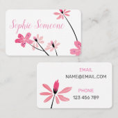 ピンクのパステルフラワーズ 名刺 (正面/裏面)