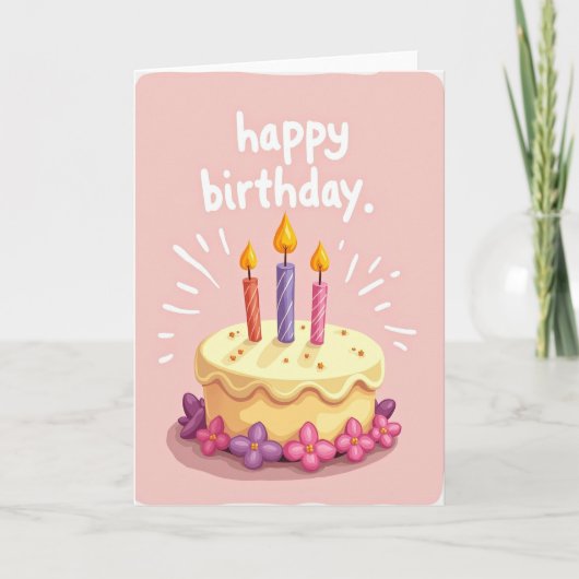 ピンクのパステル 誕生日カード カード (正面)