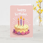 ピンクのパステル 誕生日カード カード (黄色い花)