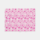 ピンクのパターン(の模様が)あるロングホーン模様 フリースブランケット (正面(横))