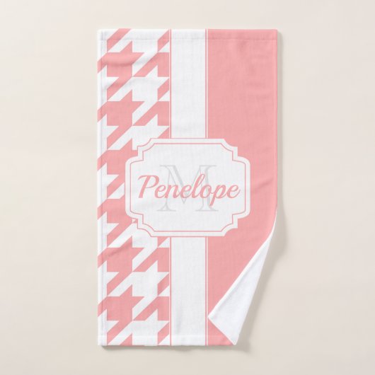 ピンクのパタ千鳥格子のーン バスタオルセット (ハンドタオル)