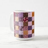 ピンクのパッチワークコーヒーマグ ☕💖 コーヒーマグカップ (正面左)