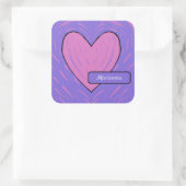 ピンクのパッチワークハート スクエアシール (バッグ)