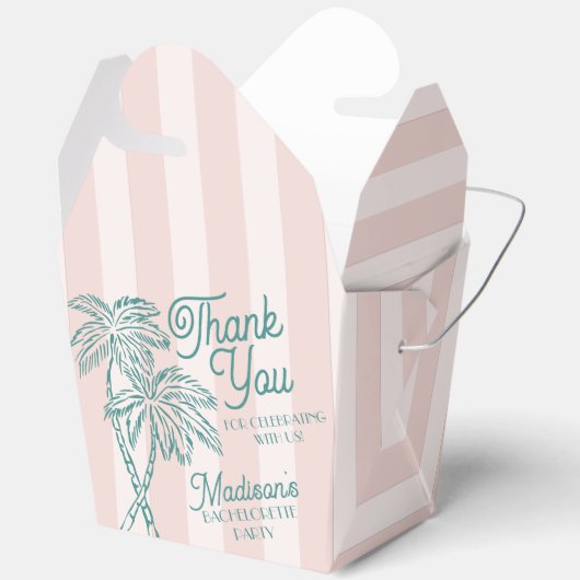 ピンクのパラダイス パステルビーチ ブライズメイドパーティー フェイバーボックス (見開き)