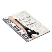 ピンクのパリのエッフェル塔の結婚式の来客名簿 ノートブック (右側)