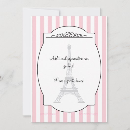 ピンクのパリのベビーシャワーの招待状 招待状 (裏面)