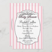 ピンクのパリのベビーシャワーの招待状 招待状 (正面/裏面)