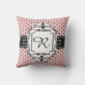 ピンクのパリの水玉模様のファンタジーのレトロのスタイルの枕 クッション (裏面)