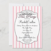 ピンクのパリの花嫁の茶パーティの招待状 招待状 (正面)