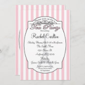 ピンクのパリの花嫁の茶パーティの招待状 招待状 (正面/裏面)