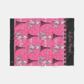 ピンクのパリの魅力的なプードル(パーソナライズな) フリースブランケット (正面(横))