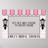 ピンクのパリスタイルのブライズシャワーの写真フレームポスター ポスター (正面)
