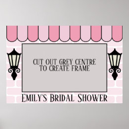 ピンクのパリスタイルのブライズシャワーの写真フレームポスター ポスター