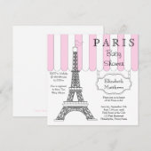 ピンクのパリ エッフェル塔 ベビーシャワー招待状 招待状 (正面/裏面)