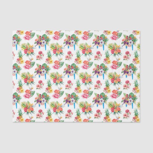 ピンクのパロットと花(デザイン61ピンクシリーズ) 薄葉紙 (正面)