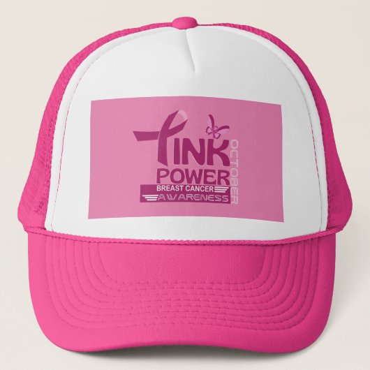 ピンクのパワー乳がん認識度デザイン キャップ (正面)