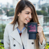 ピンクのパワー乳がん認識度デザイン トラベルマグ