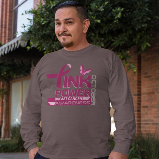 ピンクのパワー乳がん認識度デザイン Tシャツ