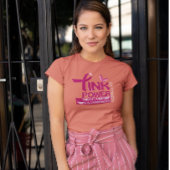 ピンクのパワー乳がん認識度デザイン Tシャツ