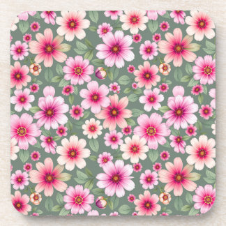 ピンクのパンジーの庭の花ヴィンテージ コースター