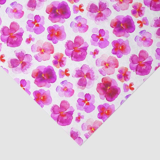 ピンクのパンジーの水彩のフラワーアートティッシュペーパー 薄葉紙 (詳細)