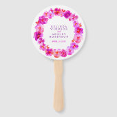 ピンクのパンジーの水彩結婚式のプログラムファン ハンドファン (正面)