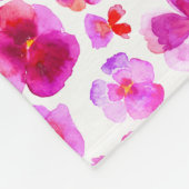 ピンクのパンジーの花の水の色のアートブランケット フリースブランケット (角)