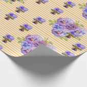 ピンクのパンジーの花フローラアートウォーターカラーラッピング ラッピングペーパー (角)