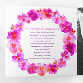 ピンクのパンジーの花 水彩 結婚式 三つ折りプログラム (内部最初)