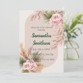 ピンクのパンパスと花 招待状 (スタンド正面)