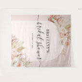 ピンクのパンパスグラス ブライダルシャワーテープストリー タペストリー (正面(横))