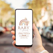 ピンクのパンパスグラス ボヘミアンレインボー ベビーシャワー 招待状