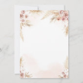 ピンクのパンパスグラス ボーホーガール ベビーシャワー 招待状 (裏面)