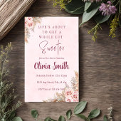 ピンクのパンパスグラス ボーホー シャワー 招待状