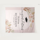 ピンクのパンパスグラス 卒業式 タペストリー (正面(横))