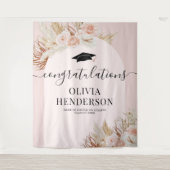 ピンクのパンパスグラス 卒業式 タペストリー (正面)