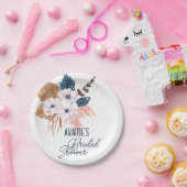 ピンクのパンパス草と羽根のブライダルシャワーパーティー ペーパープレート (パーティー)