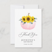 ピンクのパンプキンとひまわり　サンキューカード サンキューカード (正面)