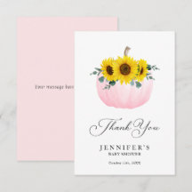 ピンクのパンプキンとひまわり　サンキューカード