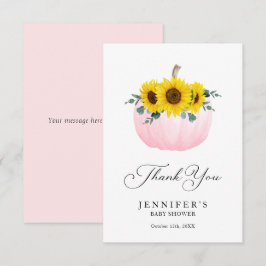 ピンクのパンプキンとひまわり　サンキューカード サンキューカード