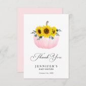 ピンクのパンプキンとヒマワリの感謝カード サンキューカード (正面/裏面)