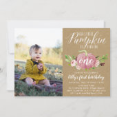 ピンクのパンプキンカスタムエイジバーサデーパーティーの写真 招待状 (正面)