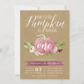 ピンクのパンプキンカスタムエイジバーサデーパーティー 招待状 (正面)