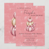 ピンクのパンプキンガールベイビーシャワー 招待状 (正面/裏面)