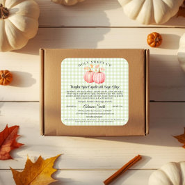 ピンクのパンプキンギンガムの焼き菓子のおうちの食品 スクエアシール