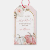 ピンクのパンプキンフラワーの感謝のギフトタグ ギフトタグ (正面)