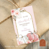 ピンクのパンプキンフラワーの感謝のギフトタグ ギフトタグ