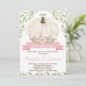 ピンクのパンプキンベイビーシャワー招待状 招待 招待状 (スタンド正面)