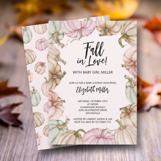 ピンクのパンプキンベイビーシャワー 招待状